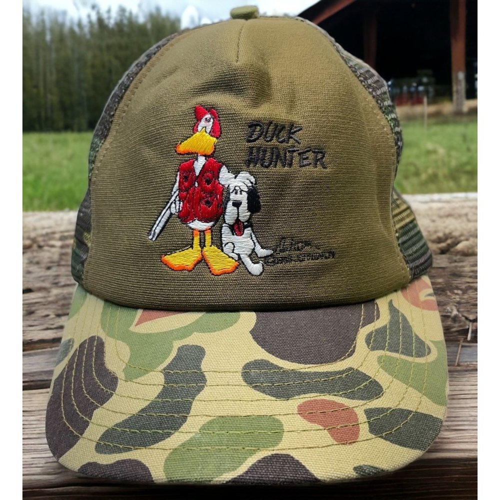 Duck Hunter Trucker Hat Camo John Baron 1988 DuckTales Art USA